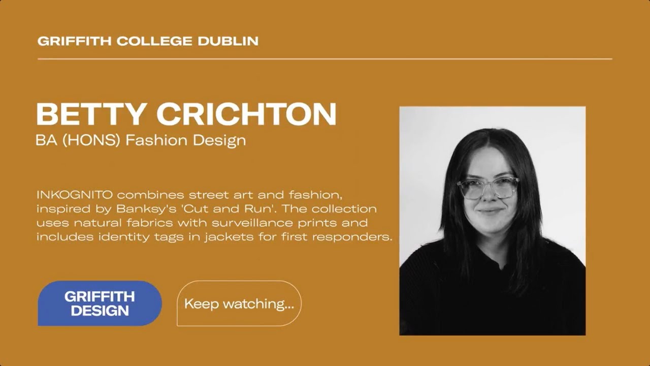 Preview image for the external video "Griffith College | Fashion Design Graduates 2024 | Betty Crichton Testimonial".
