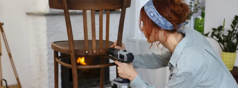 woman fixing chair