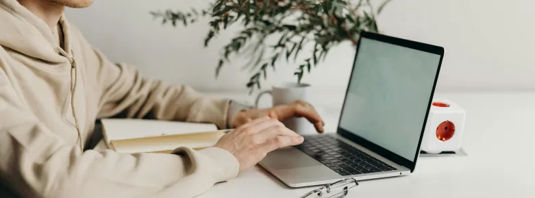 Student working on laptop