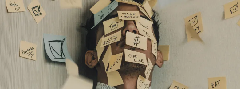 Face covered with to-do notes