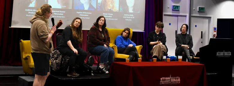 A panel answer questions during the Imbolg Film Festival at Griffith College Dublin