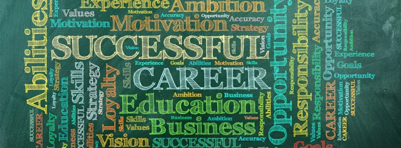 Career in word cloud on green chalkboard CR Shutterstock