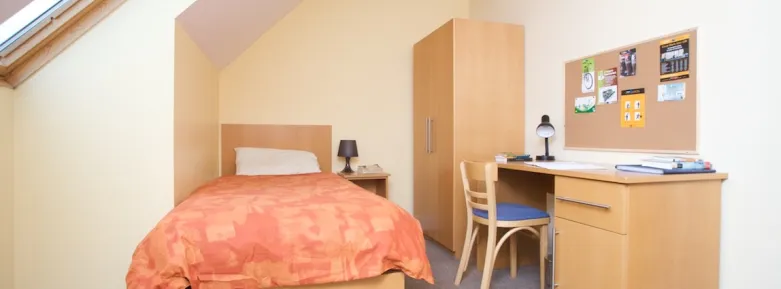 A single ensuite bedroom at Griffith Halls of Residence