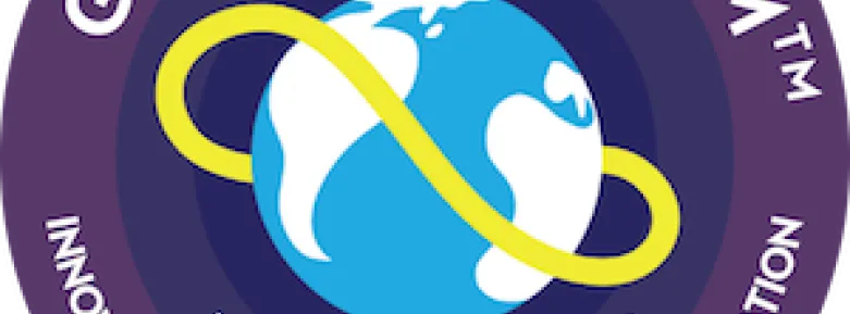 Global Game Jam logo, a globe with a yellow band floating around it; the text underneath says "Innovation, Experimentation, Collaboration," and includes the event's url at globalgamejam.org