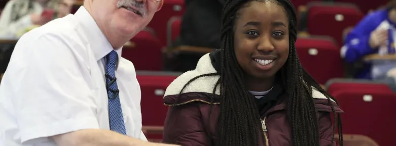 Dr Tomás Mac Eochagáin reviews with a leaving cert student