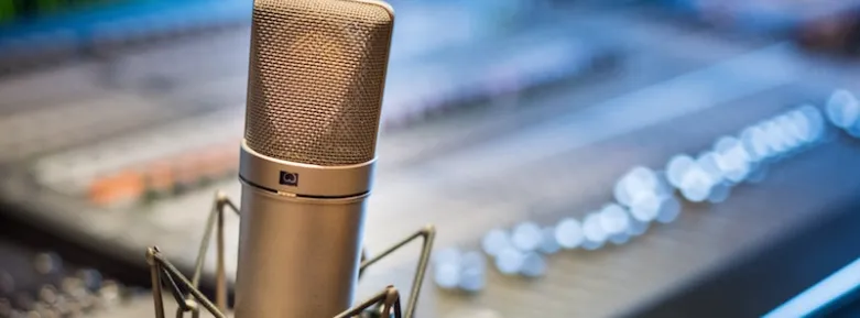 A microphone in a radio studio