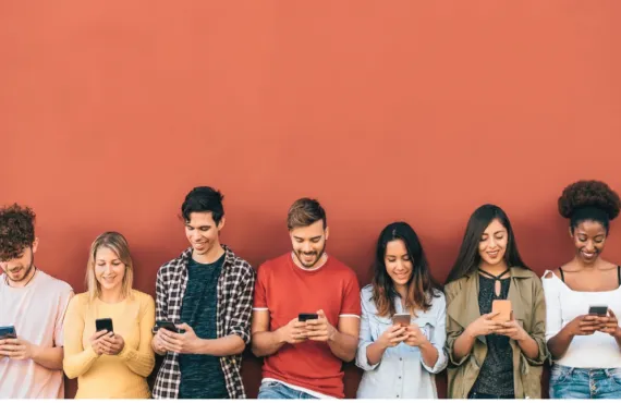 Young people using their phones