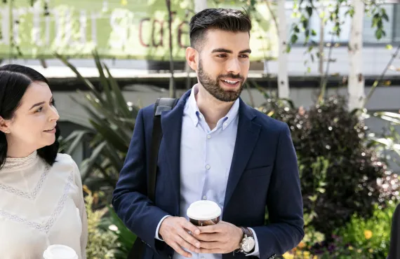 business student in formal attire