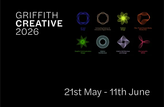 Griffith Creative 2026 black image with icons - 21st May - 11th June