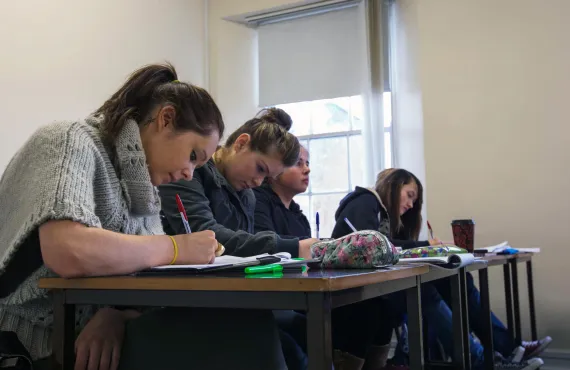 Students working in class