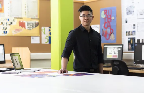 Design Communications student in one of the state of the art design labs