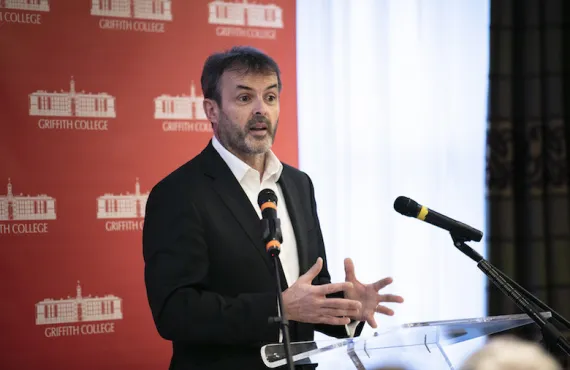 Paul Rellis speaks at the Griffith College Alumni Breakfast held December 2019.