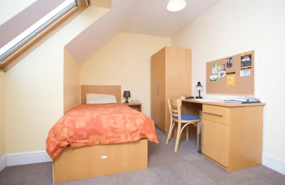 A single ensuite bedroom at Griffith Halls of Residence
