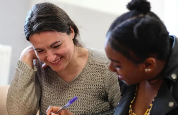 Group of students discussing project