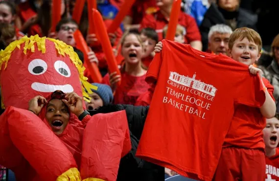 Fans supporting Griffith College Templeogue at the Hula Hoops Championship