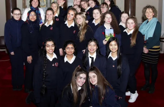 Students from St. Vincent's at the presentation of their award
