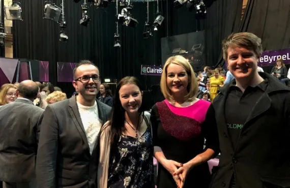 Griffith College students with Claire Byrne