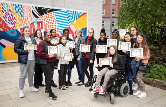 Loreto College Crumlin students pose with their certificates at Griffith College Dublin