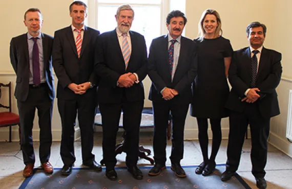 Minister Halligan with Diarmuid Hegarty and Heads of Business, Computing and Graduate Business