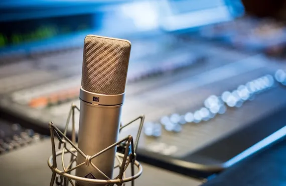 A microphone in a radio studio