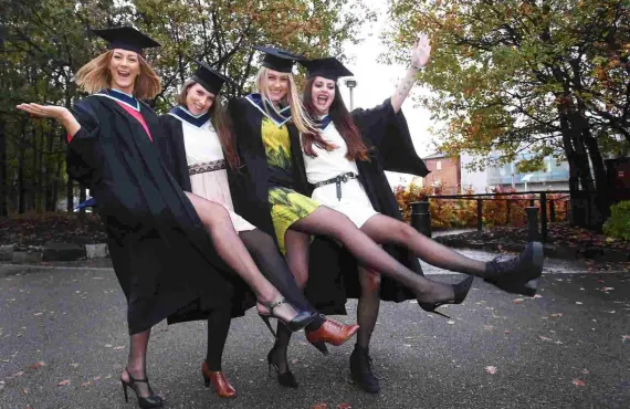 Girls celebrating graduation