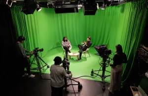 students in the live tv studio