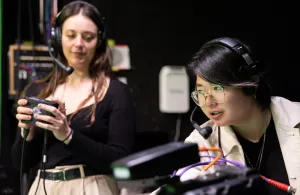 Students using the equipment