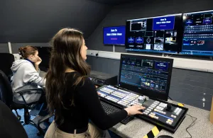 Student working in the TV lab