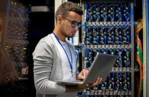 Person working on a laptop