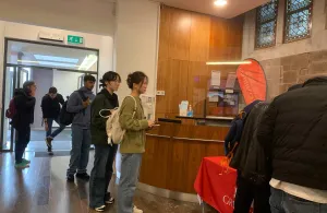 Students waiting in line for induction at Griffith College Cork 