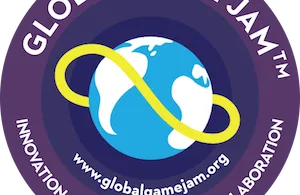 Global Game Jam logo, a globe with a yellow band floating around it; the text underneath says "Innovation, Experimentation, Collaboration," and includes the event's url at globalgamejam.org