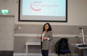 Róisín Reilly speaks to communications students