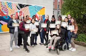 Loreto College Crumlin students pose with their certificates at Griffith College Dublin