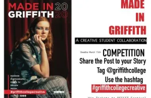 Poster created by Griffith students with instructions on how to win tickets to OFFSET