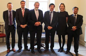 Minister Halligan with Diarmuid Hegarty and Heads of Business, Computing and Graduate Business