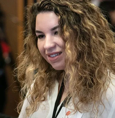 a close up of a person