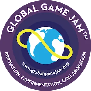 Global Game Jam logo, a globe with a yellow band floating around it; the text underneath says "Innovation, Experimentation, Collaboration," and includes the event's url at globalgamejam.org