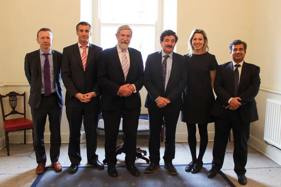 Minister Halligan with Diarmuid Hegarty and Heads of Business, Computing and Graduate Business