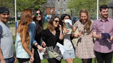 a group of people posing for the camera