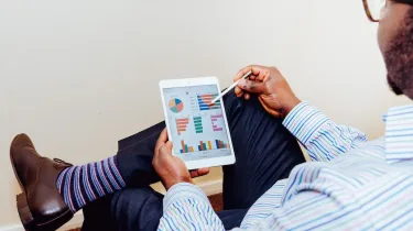 a man in a striped shirt