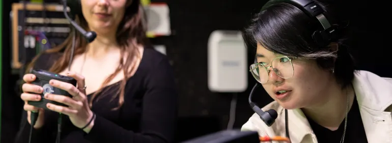 Students using the equipment