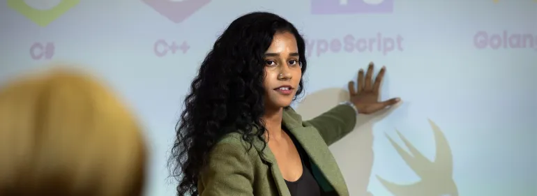 girl giving presentation