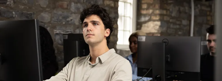 A student is paying attention during class