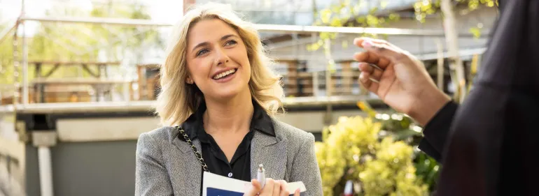 a woman smiling for the camera