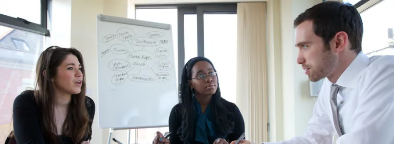 Law students discussing Human Rights