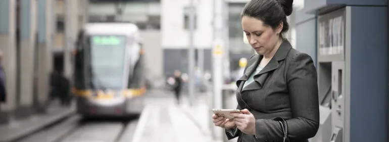 A Griffith College student commuting between her work and campus.