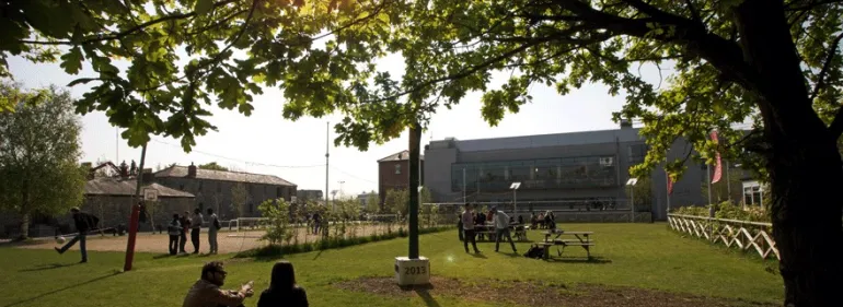 Griffith College students relaxing outside