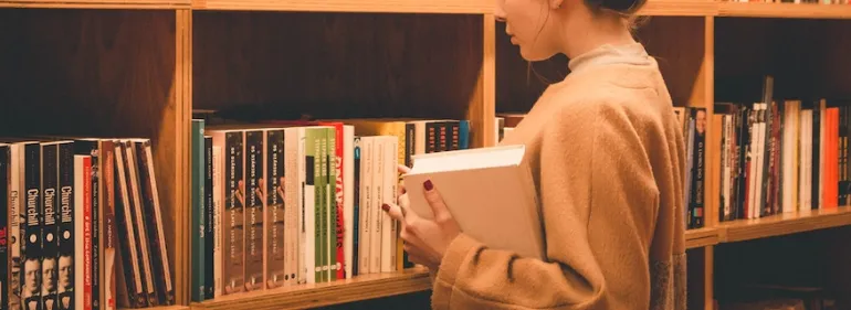 Student browsing in the library