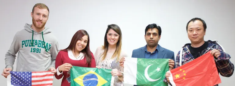 Students holding their National Flags