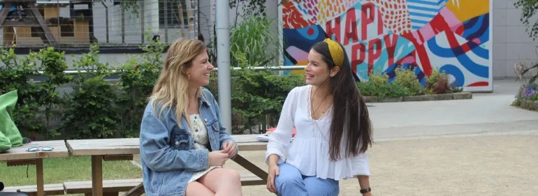 Students talking and laughing at Griffith College